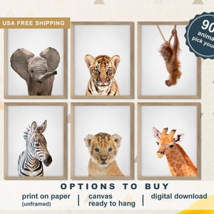 Safari Baby Animals Print for Nursery, Jungle Kids Room Decor, Animal ...