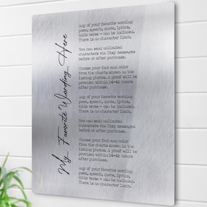 Custom Quote Metal Sign, 10 Year Anniversary Tin Gift, Personalized Poem on Aluminum