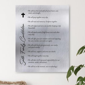 Family Values Metal Art with Custom Text, Family Mission Statement Sign, Custom Family Rules Sign, Christian Family Art, Custom Quote Sign
