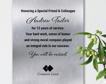 Custom Metal Company Sign: Recognition Plaque, Logo, Personalized Text