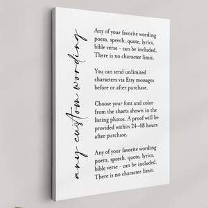 Custom Quote Canvas Sign, Personalized Poem, Verse, Lyrics Wall Art