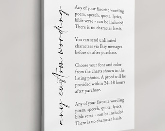 Custom Quote Canvas Sign, Personalized Poem, Verse, Lyrics Wall Art