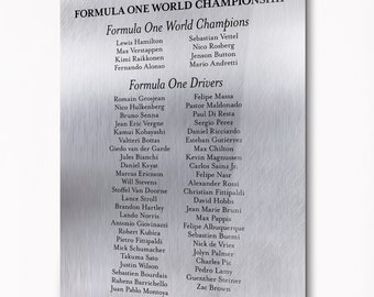 Formula 1 Champions & Drivers Metal Wall Art: Customizable F1 Gift