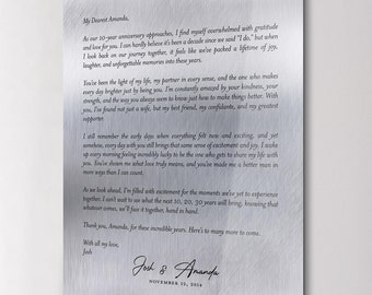 Custom Metal Quote Sign, Personalized 10th Anniversary Gift, Aluminum Love Letter Print
