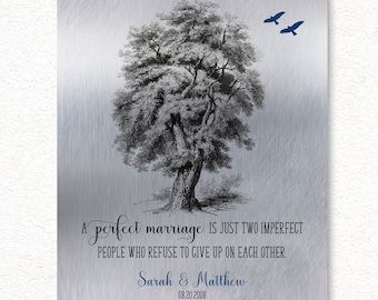 10th Anniversary Metal Print: Personalized Oak Tree Marriage Sign