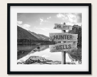 Personalized Lake Street Sign Canvas Print: Family Name Established Date