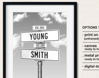 Personalized Street Sign Anniversary Print, Couples Gift