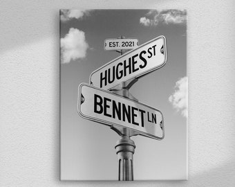 Personalized Street Sign Canvas, Wedding Anniversary Gift