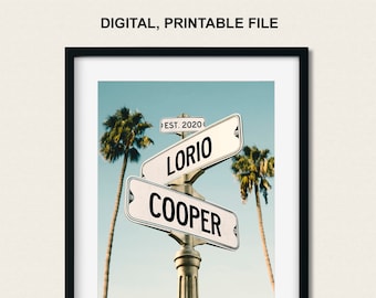 Personalized Beach Wedding Sign: Tropical Family Names Print (Digital Download)