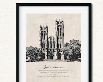 Custom Church Photo Pastor Appreciation Gift: Priest Retirement, Anniversary