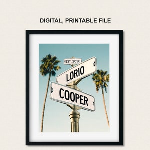 Personalized Beach Wedding Sign: Tropical Family Names Print (Digital Download)