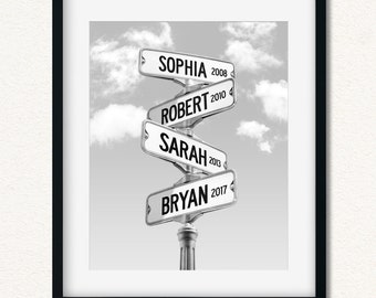 Street Sign with Grandkids or Kids Names, Personalized Parents or Grandparents Gift