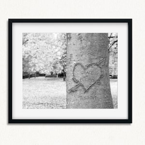 Couple Names with Heart and Established, Names Carved in Tree, Anniversary Gift with Tree Heart, Tree Heart Carving Wedding Gift