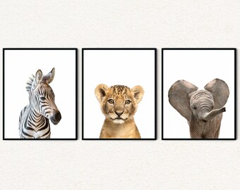 Safari Baby Animal Prints: Neutral Nursery Decor, Set of 3