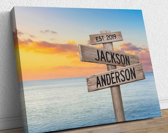 Personalized Beach Engagement Street Sign, Couple Names, Ocean Wedding Gift