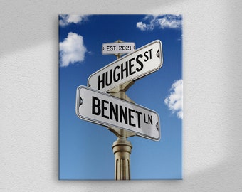 Personalized Street Sign Canvas Print, Last Name Wedding Gift
