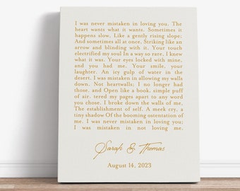 Custom Proposal Speech Canvas Art, Love Letter Print, Wedding Poem Gift