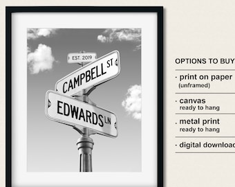 Personalized Street Sign with Names, Cross Road Sign with Names, Valentines Day Gift, Engagement Party Gifts for Couple