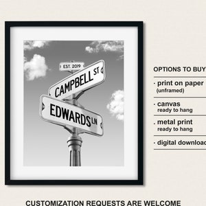 Personalized Street Sign with Names, Cross Road Sign with Names, Valentines Day Gift, Engagement Party Gifts for Couple