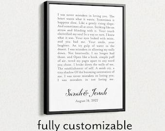 Custom Anniversary Canvas: Personalized Song Lyrics, Framed Quote Sign
