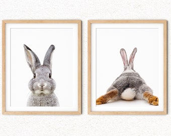 Bunny Print Set: Rabbit Head & Butt - Nursery Decor