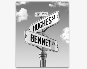 Personalized Street Sign, Couple Names, Tin Wedding Gift