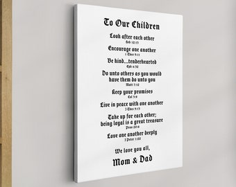 Custom Family Values Canvas Art: Christian Mission Statement Sign