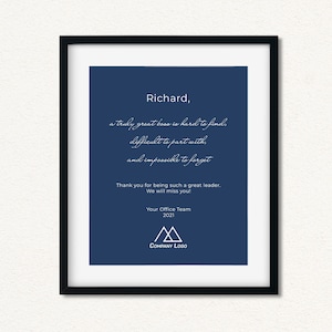 Personalized Boss Retirement Gift: Custom Wall Art, Thank You Print