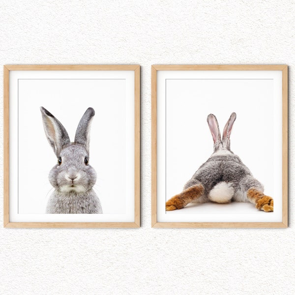 Bunny Print Set: Rabbit Head & Butt - Nursery Decor