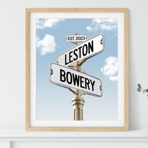 Framed Engagement Gift for Couple, Street Sign with Names, Couples Valentines Gift, Wedding Anniversary Gift, Custom Marriage Gift