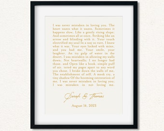 Custom Quote Anniversary Art, Poem, Vows Print