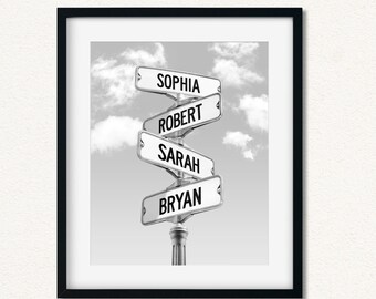 Personalized Family Street Sign Print: Custom Grandparent Gift