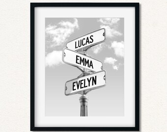Family Street Sign Art: Personalized First Time Parents Gift