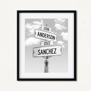 Custom Wedding Street Sign, Engagement Gifts for Couple, Intersection Street Sign with Names Dates, Fiance Gift for Him, Newlywed Gift