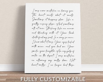 Custom Poem Canvas Print: Love Letter, Wedding Vows