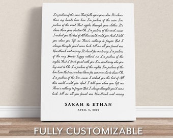 Custom Song Lyrics Canvas Art: Wedding Poem, Love Letter Print