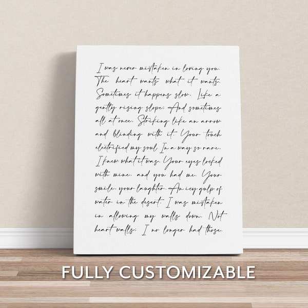 Custom Poem Canvas, Custom Text Print, Love Letter Print Personalized, Wedding Ceremony Print, Proposal Speech, Custom Speech Print