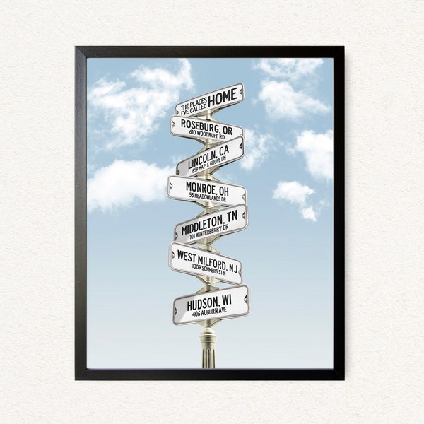 Address Collage Print: Military Retirement Gift, Duty Station Sign