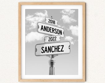 Custom Two Last Names Wedding Gift, Newlywed Wall Art
