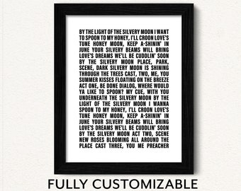 Framed Custom Quote Print: Song Lyrics Wall Art