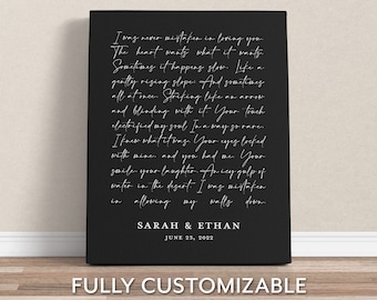 Custom Wedding Vow Canvas Print: Anniversary Quote Gift