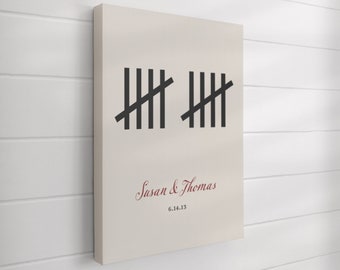 Custom Tally Mark Anniversary Canvas: Personalized Couple Gift