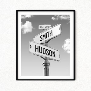 Newly Engaged Gift for Couple, Personalized Street Sign Marriage Gift, Wedding Road Sign, Valentines Gift for Couple