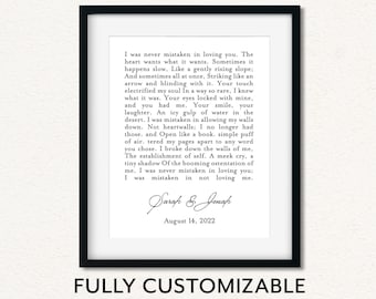 Custom Wedding Vows Print: Love Letter, Speech Art on Canvas