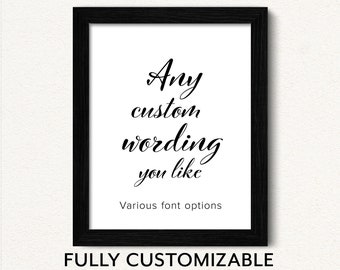 Custom Quote Framed Print: Personalized Song Lyrics, Poem, Wedding Saying