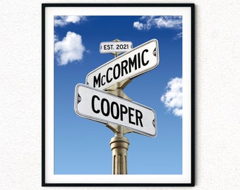Personalized Street Sign Wedding Gift, Custom Engagement or Anniversary Art