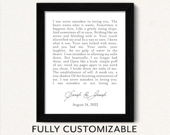 Framed Custom Text Print: Personalized Poem, Song Lyrics Art