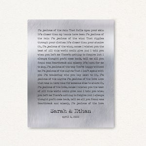 Custom Typewriter Quote On Metal, Custom Font Poem on Metal Personalized, Custom Writing Sign, Wedding Speech, Wedding Anniversary Gift
