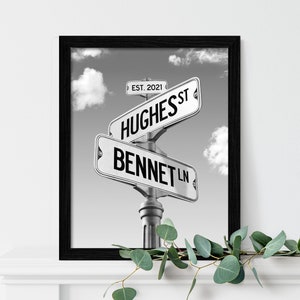 Framed Street Sign Wedding Gift for Couple with Names, Personalized Marriage Gift, Engagement Gift, Unique Wedding Shower Gift for Couple