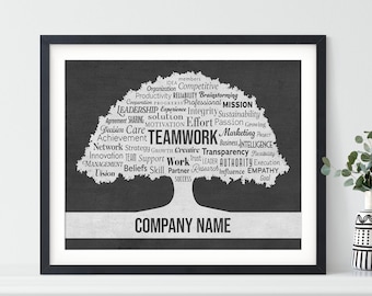 Cadeau de travail d'équipe pour le bureau, la mission et la vision d'une entreprise Art mural sur papier, toile, métal